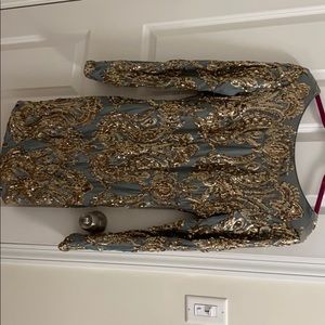 Turquoise/Gold bodycon dress